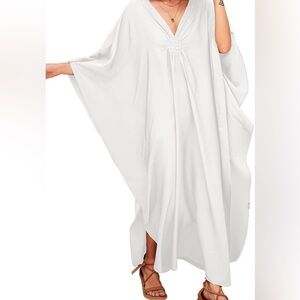 Flowy white kaftan dress “Bsubseach” brand 1x Plus Size